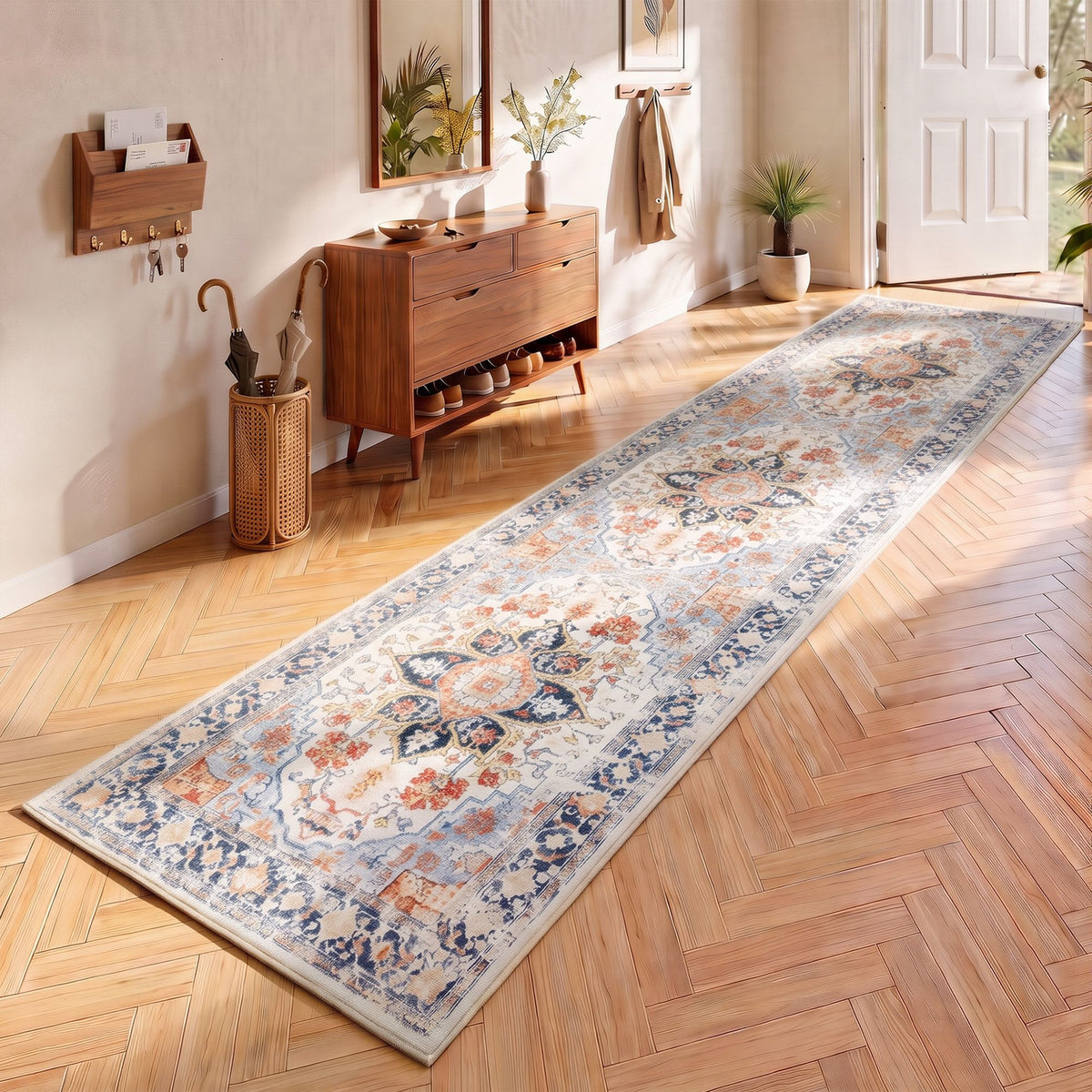 80 x 300 cm Runner Rug for Living Room, Kitchen, Entryway & Bedroom – Crease-Free, Foldable, Water-Repellent, Non-Shedding, Non-Slip, 100% Polyester - Home & Garden > Rugs > Round Rugs - Rivercity House & Home Co. (ABN 18 642 972 209) - Affordable Modern Furniture Australia