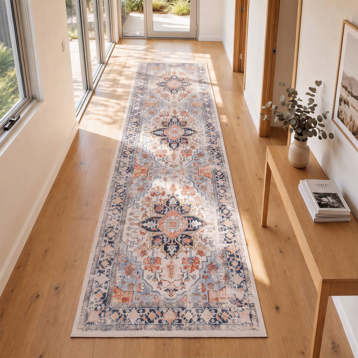 80 x 300 cm Runner Rug for Living Room, Kitchen, Entryway & Bedroom – Crease-Free, Foldable, Water-Repellent, Non-Shedding, Non-Slip, 100% Polyester - Home & Garden > Rugs > Round Rugs - Rivercity House & Home Co. (ABN 18 642 972 209) - Affordable Modern Furniture Australia