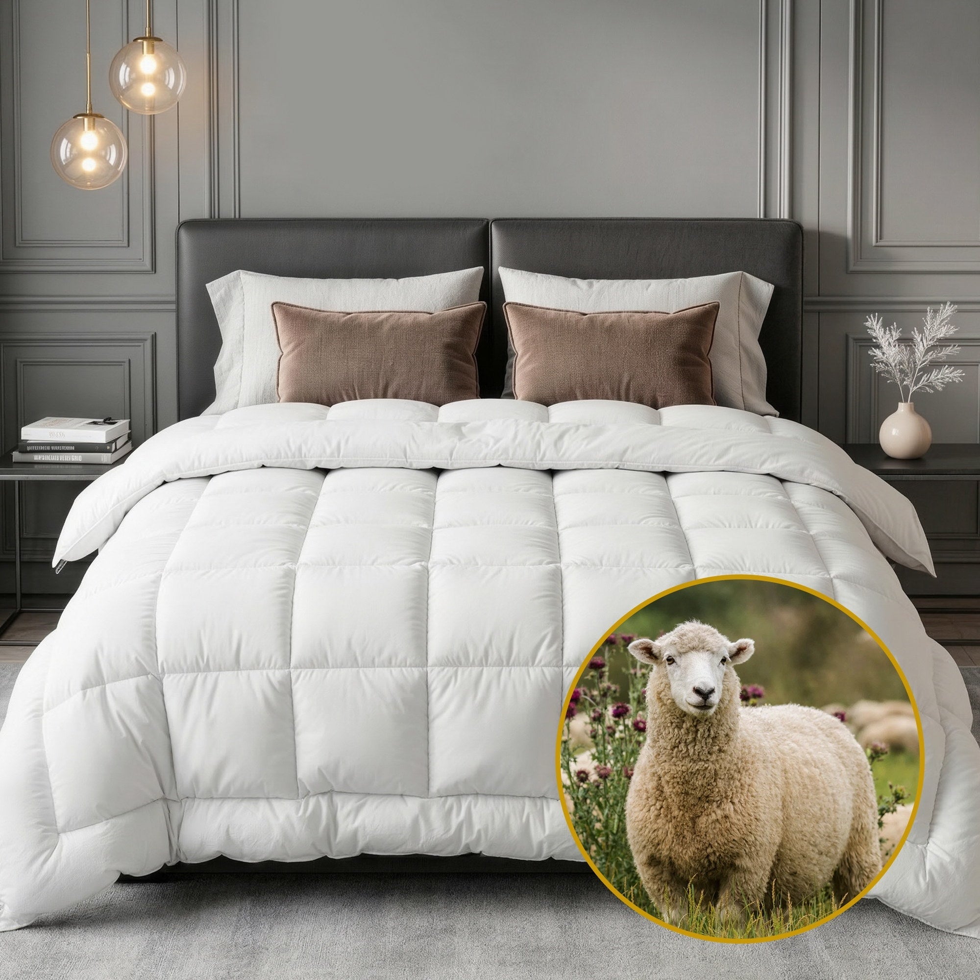 800GSM Extra Thick King Wool Quilt with Baffle Box Construction - White - Home & Garden > Bedding > Quilts & Duvets - Rivercity House & Home Co. (ABN 18 642 972 209) - Affordable Modern Furniture Australia