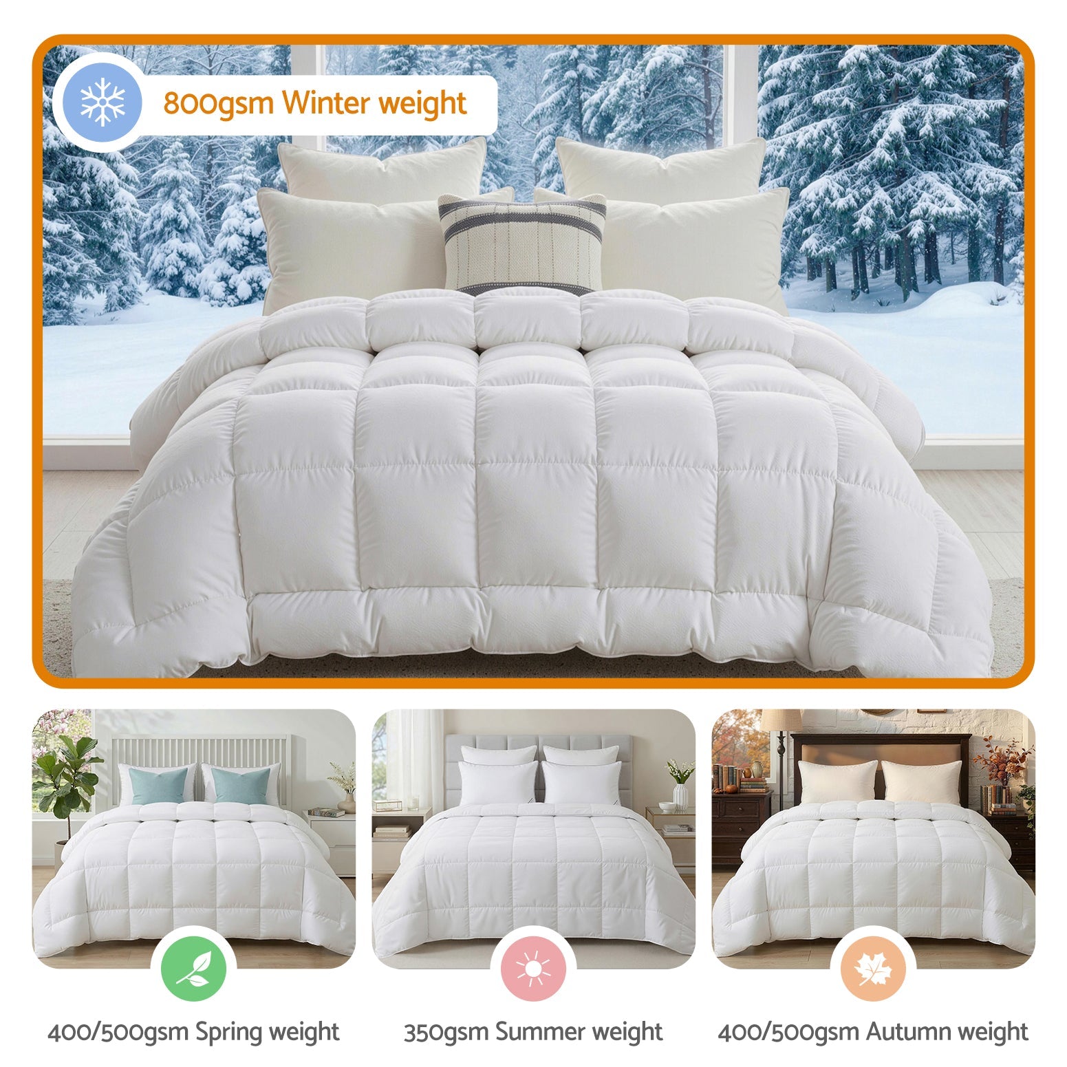 800GSM Extra Thick Queen Wool Quilt with Baffle Box Construction - White - Home & Garden > Bedding > Quilts & Duvets - Rivercity House & Home Co. (ABN 18 642 972 209) - Affordable Modern Furniture Australia