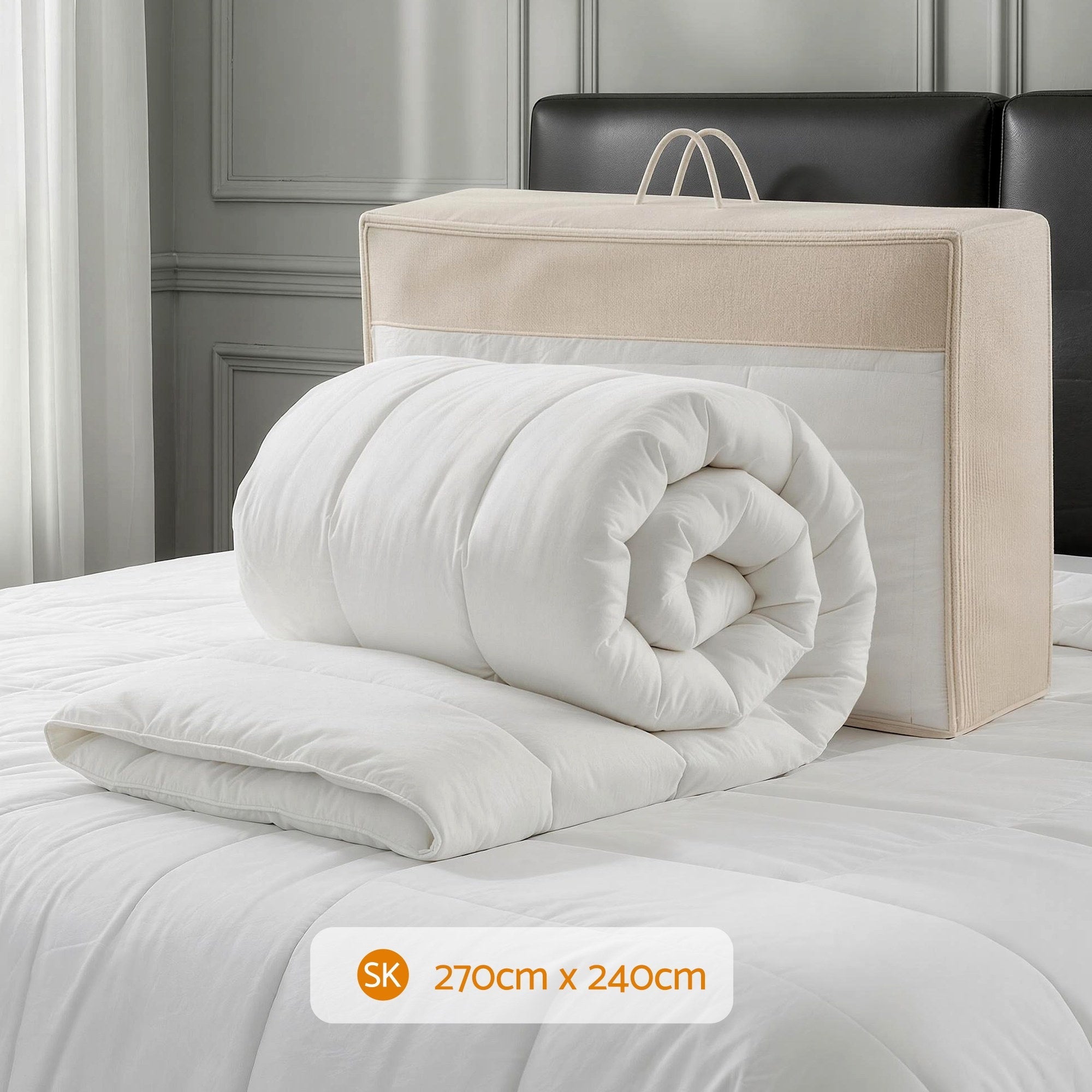800GSM Extra Thick Super King Wool Quilt with Baffle Box Construction - White - Home & Garden > Bedding > Quilts & Duvets - Rivercity House & Home Co. (ABN 18 642 972 209) - Affordable Modern Furniture Australia