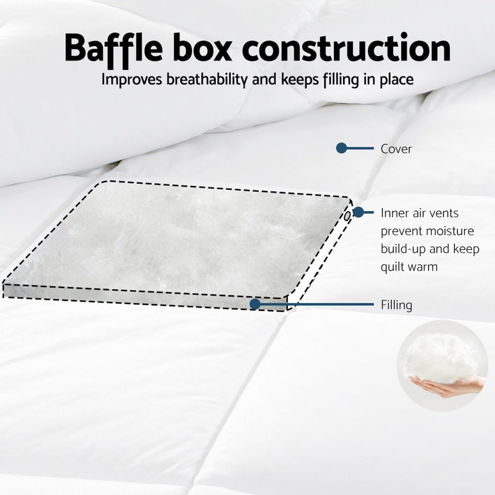 800GSM Goose Down Feather Quilt Single - White - Home & Garden > Bedding > Quilts & Duvets - Rivercity House & Home Co. (ABN 18 642 972 209) - Affordable Modern Furniture Australia
