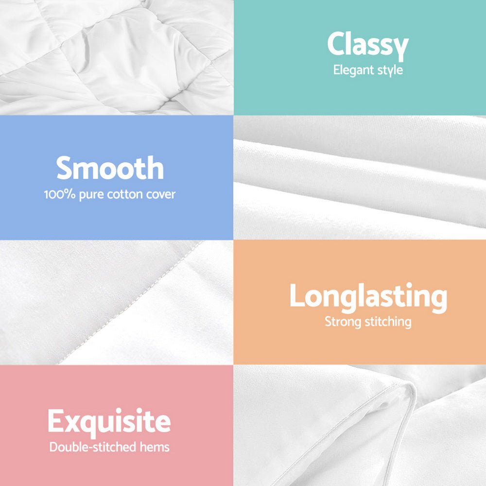 800GSM Goose Down Feather Quilt Single - White - Home & Garden > Bedding > Quilts & Duvets - Rivercity House & Home Co. (ABN 18 642 972 209) - Affordable Modern Furniture Australia