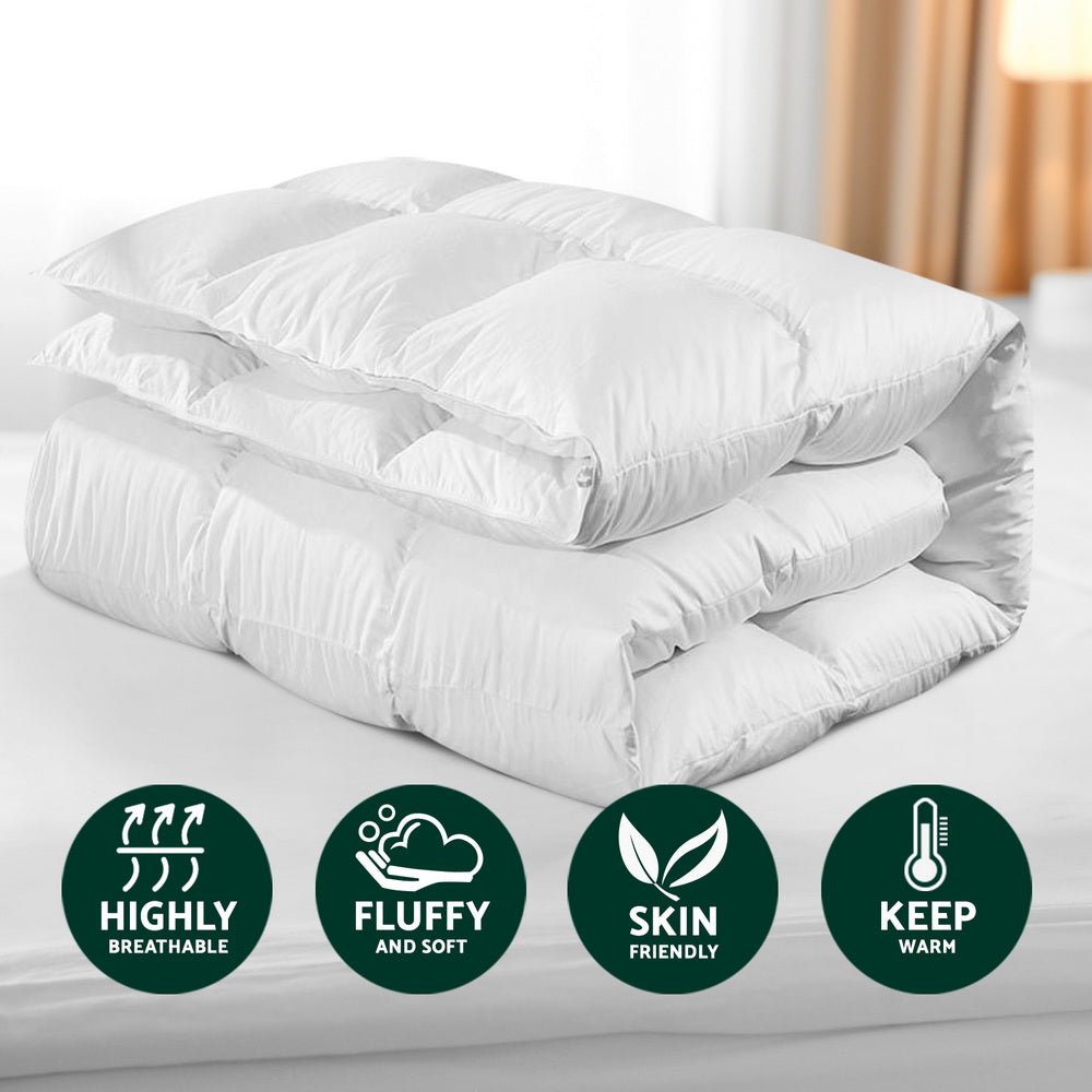 800GSM Goose Down Feather Quilt Single - White - Home & Garden > Bedding > Quilts & Duvets - Rivercity House & Home Co. (ABN 18 642 972 209) - Affordable Modern Furniture Australia