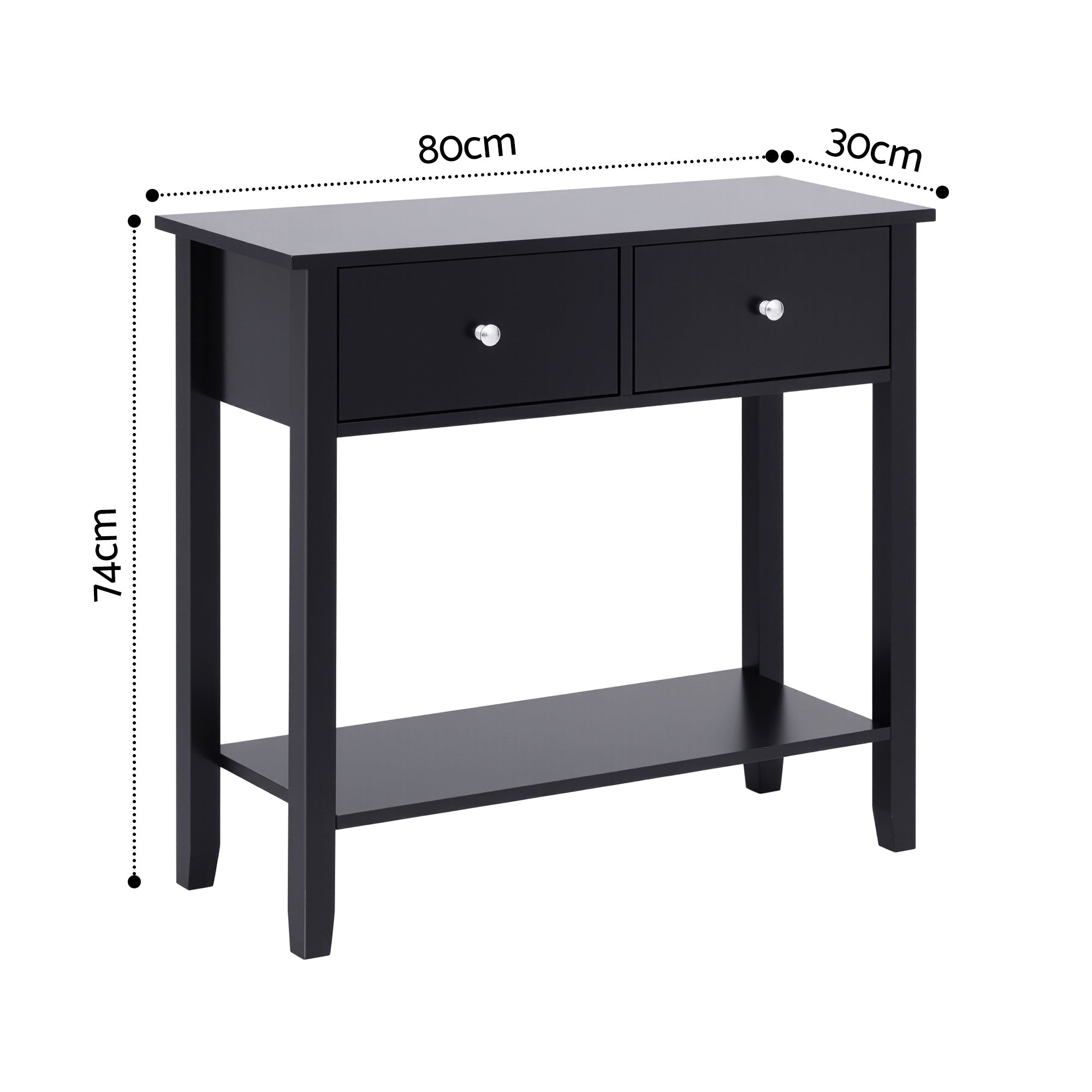 80CM Console Table with 2 Drawers for Hallway Entryway Sofa - Black - Furniture > Living Room > Side Tables - Rivercity House & Home Co. (ABN 18 642 972 209) - Affordable Modern Furniture Australia