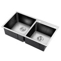 80cm x 45cm Handmade 304 Stainless Steel Kitchen Sink with X-Flume Drain - Silver