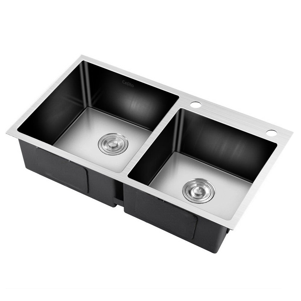 80cm x 45cm Stainless Steel Kitchen Sink Flush/Drop - in Mount Silver - Home & Garden > DIY > Kitchen & Bathroom DIY - Rivercity House & Home Co. (ABN 18 642 972 209) - Affordable Modern Furniture Australia