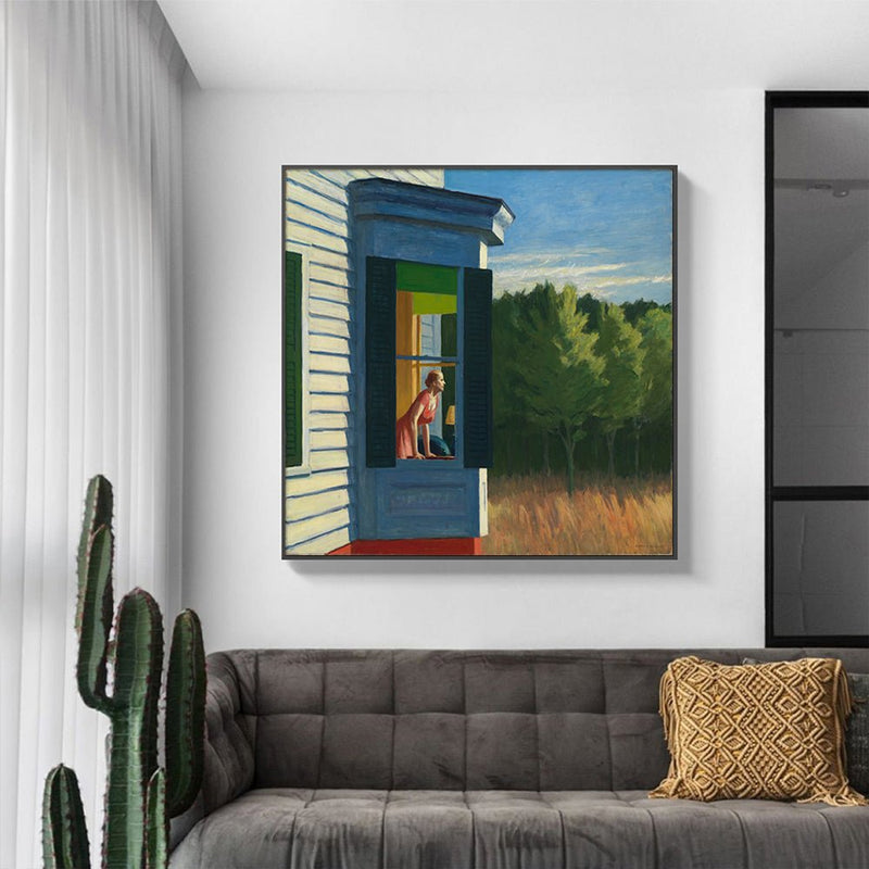 80cmx80cm Cape Cod Morning By Edward Hopper Black Frame Canvas Wall Art - Home & Garden > Wall Art - Rivercity House & Home Co. (ABN 18 642 972 209) - Affordable Modern Furniture Australia