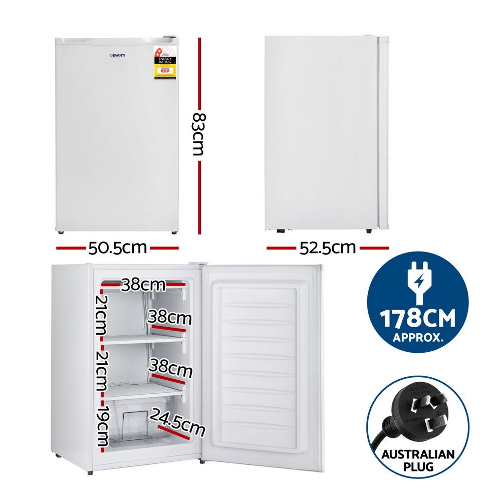 81L Upright Freezer Fridge White - Appliances > Fridges & Freezers > Freezers - Rivercity House & Home Co. (ABN 18 642 972 209) - Affordable Modern Furniture Australia