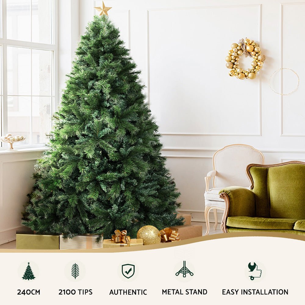 8FT / 2.4M Pine Needle Christmas Tree - 2100 Tips - Classic Full Design - Green - Rivercity House & Home Co. (ABN 18 642 972 209) - Affordable Modern Furniture Australia