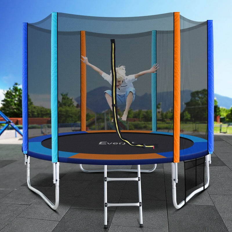 8FT Trampoline With Safety Net Enclosure (Multi - coloured) - Rivercity House & Home Co. (ABN 18 642 972 209) - Affordable Modern Furniture Australia