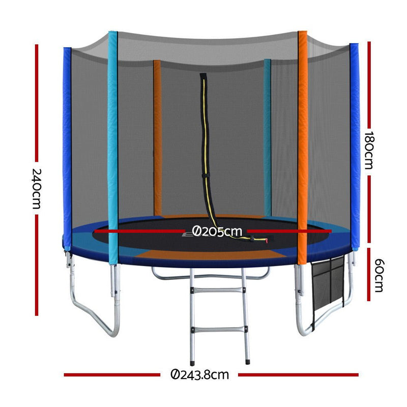 8FT Trampoline With Safety Net Enclosure (Multi - coloured) - Rivercity House & Home Co. (ABN 18 642 972 209) - Affordable Modern Furniture Australia