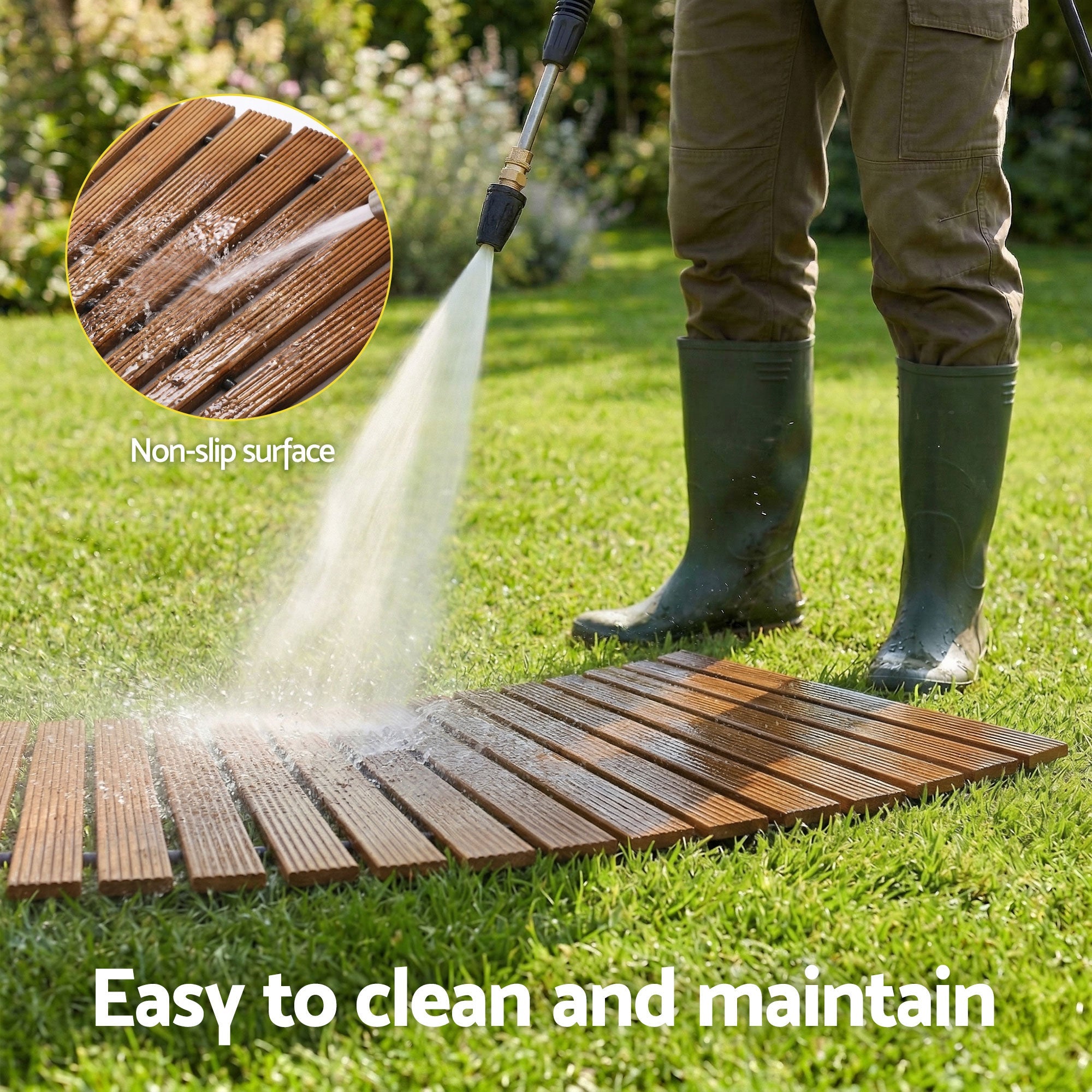 8FT Wooden Garden Pathway Roll - Out Curved Walkway Outdoor Backyard Brown - Home & Garden > Decor > Garden Ornaments - Rivercity House & Home Co. (ABN 18 642 972 209) - Affordable Modern Furniture Australia