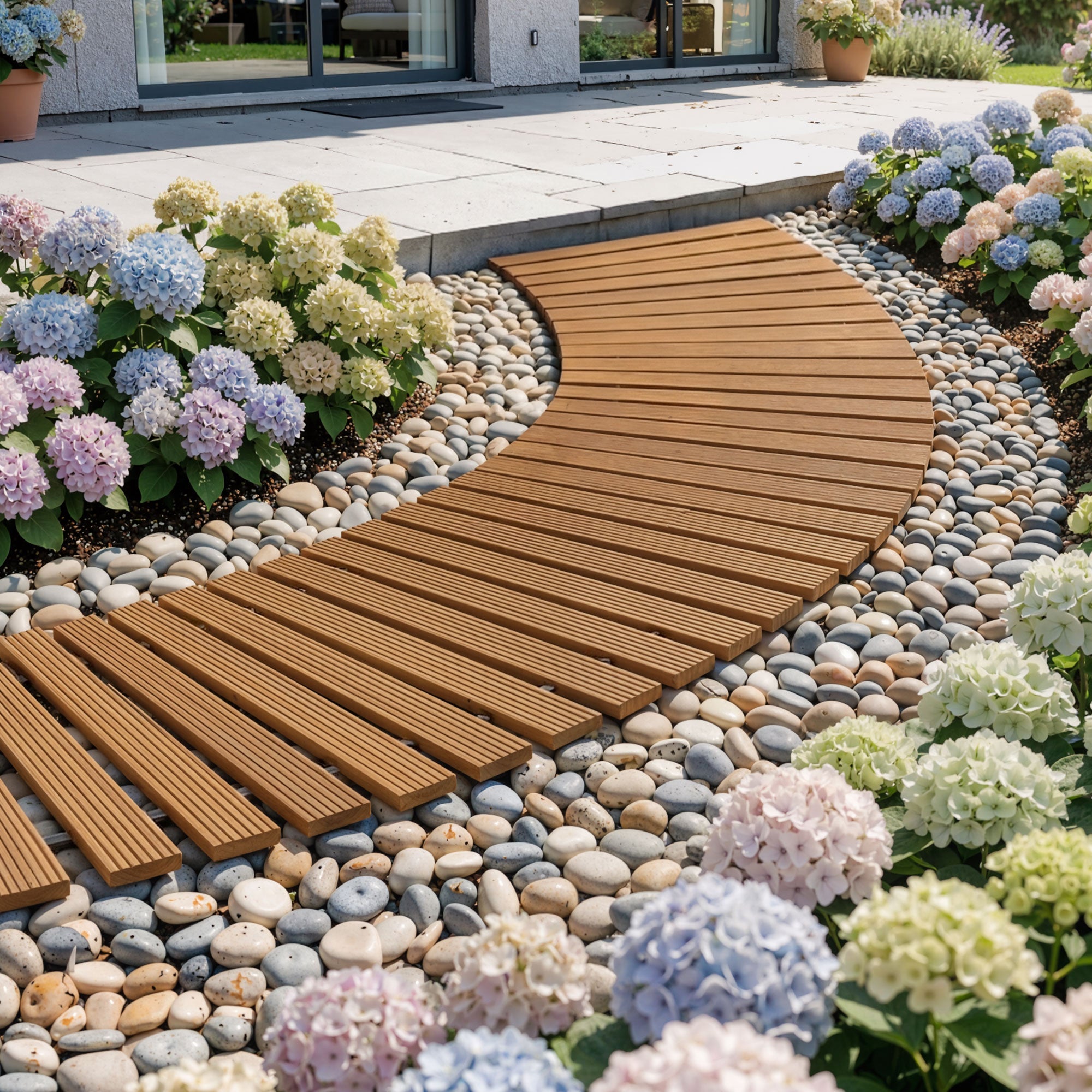 8FT Wooden Garden Pathway Roll - Out Curved Walkway Outdoor Backyard Brown - Home & Garden > Decor > Garden Ornaments - Rivercity House & Home Co. (ABN 18 642 972 209) - Affordable Modern Furniture Australia