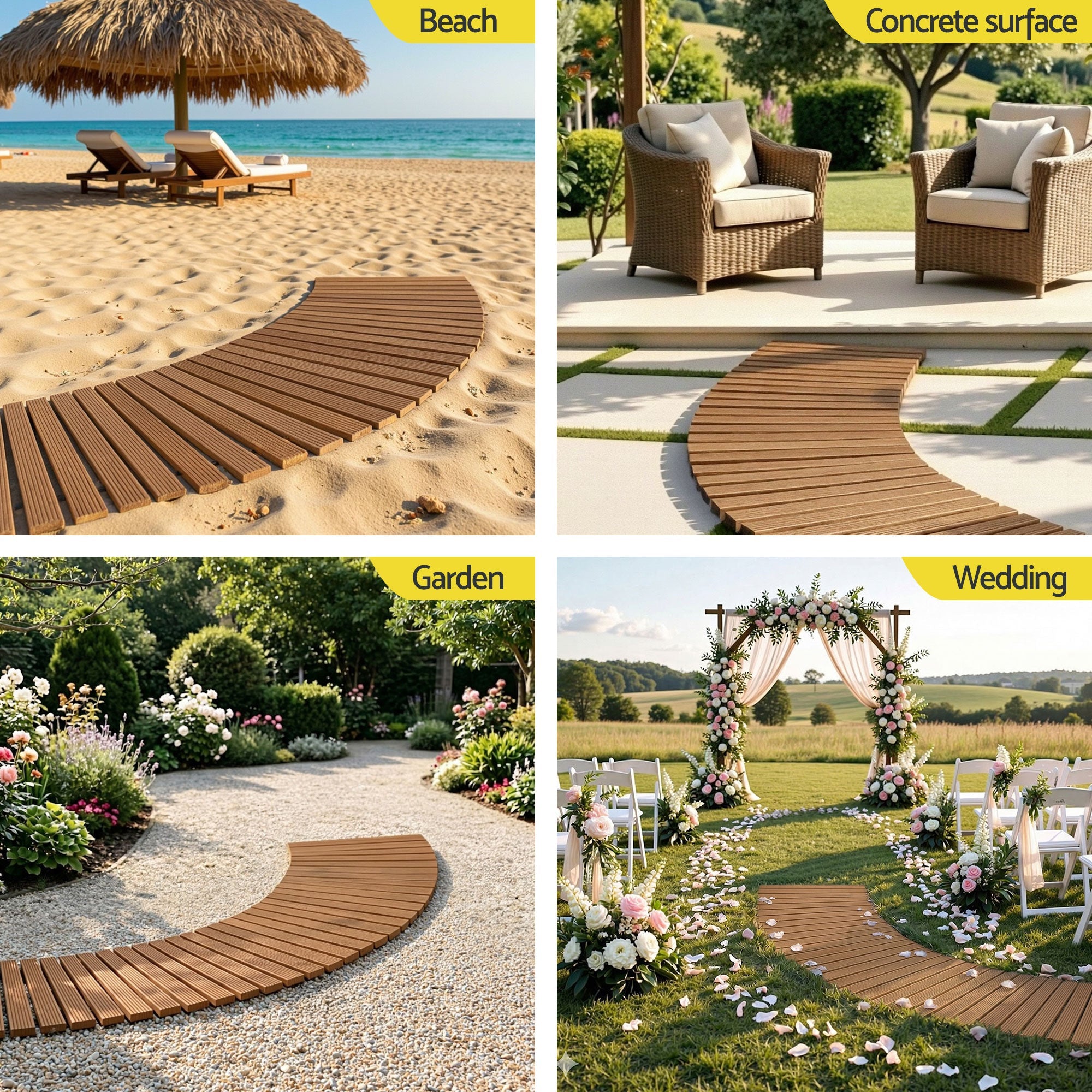 8FT Wooden Garden Pathway Roll - Out Curved Walkway Outdoor Backyard Brown - Home & Garden > Decor > Garden Ornaments - Rivercity House & Home Co. (ABN 18 642 972 209) - Affordable Modern Furniture Australia