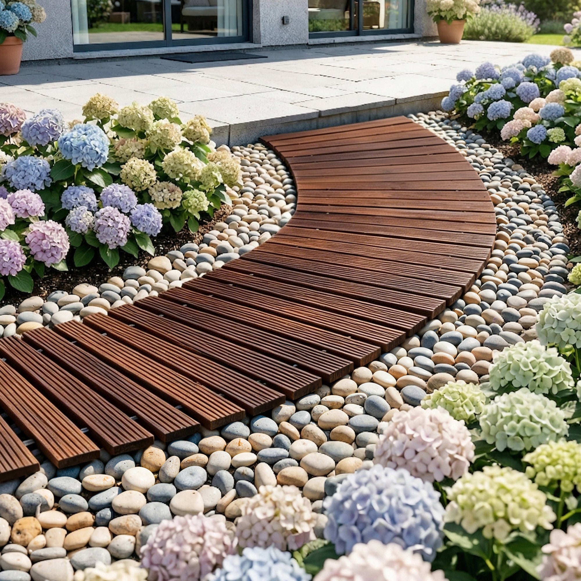 8FT Wooden Garden Pathway Roll - Out Curved Walkway Outdoor Backyard Charcoal Brown - Home & Garden > Decor > Garden Ornaments - Rivercity House & Home Co. (ABN 18 642 972 209) - Affordable Modern Furniture Australia