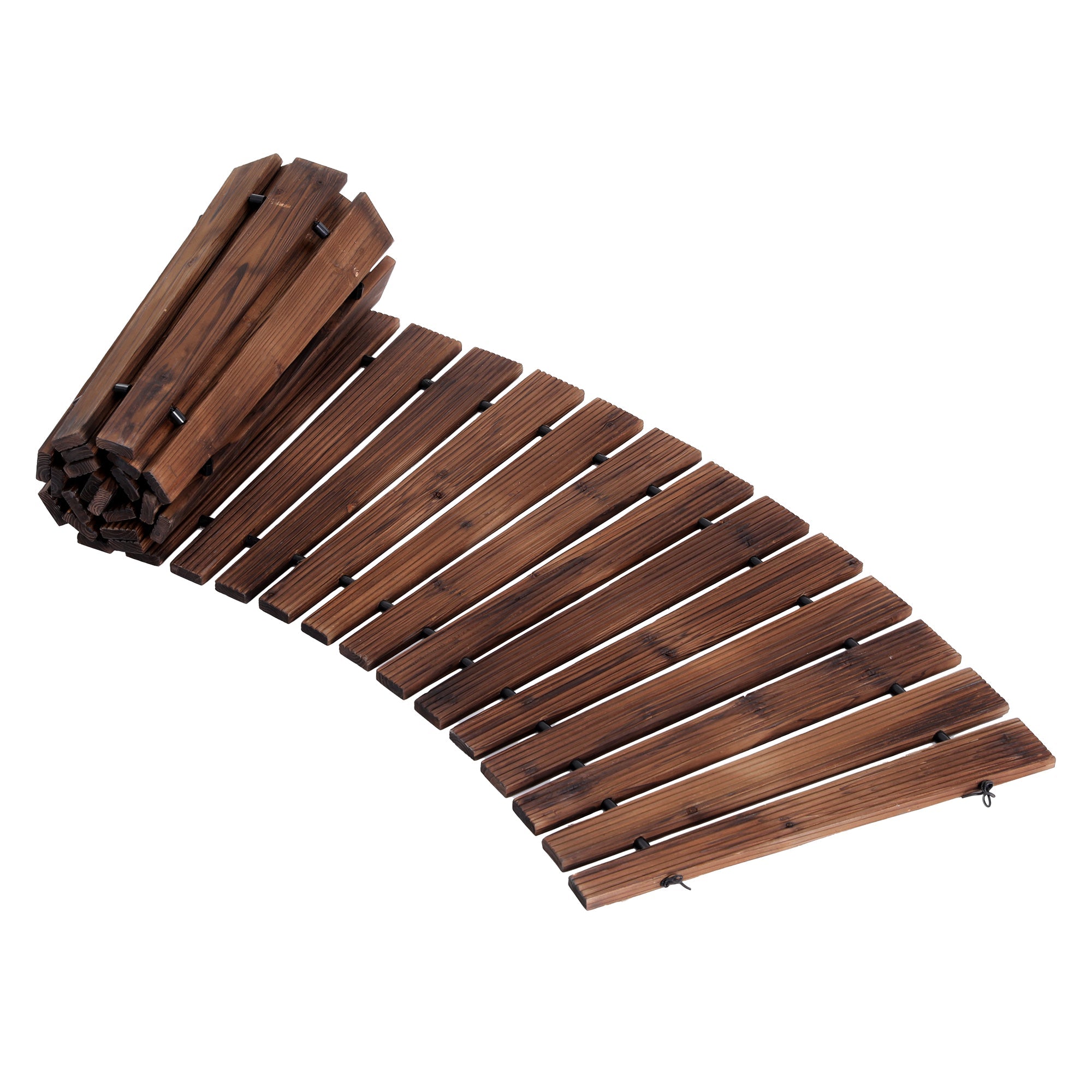 8FT Wooden Garden Pathway Roll - Out Curved Walkway Outdoor Backyard Charcoal Brown - Home & Garden > Decor > Garden Ornaments - Rivercity House & Home Co. (ABN 18 642 972 209) - Affordable Modern Furniture Australia