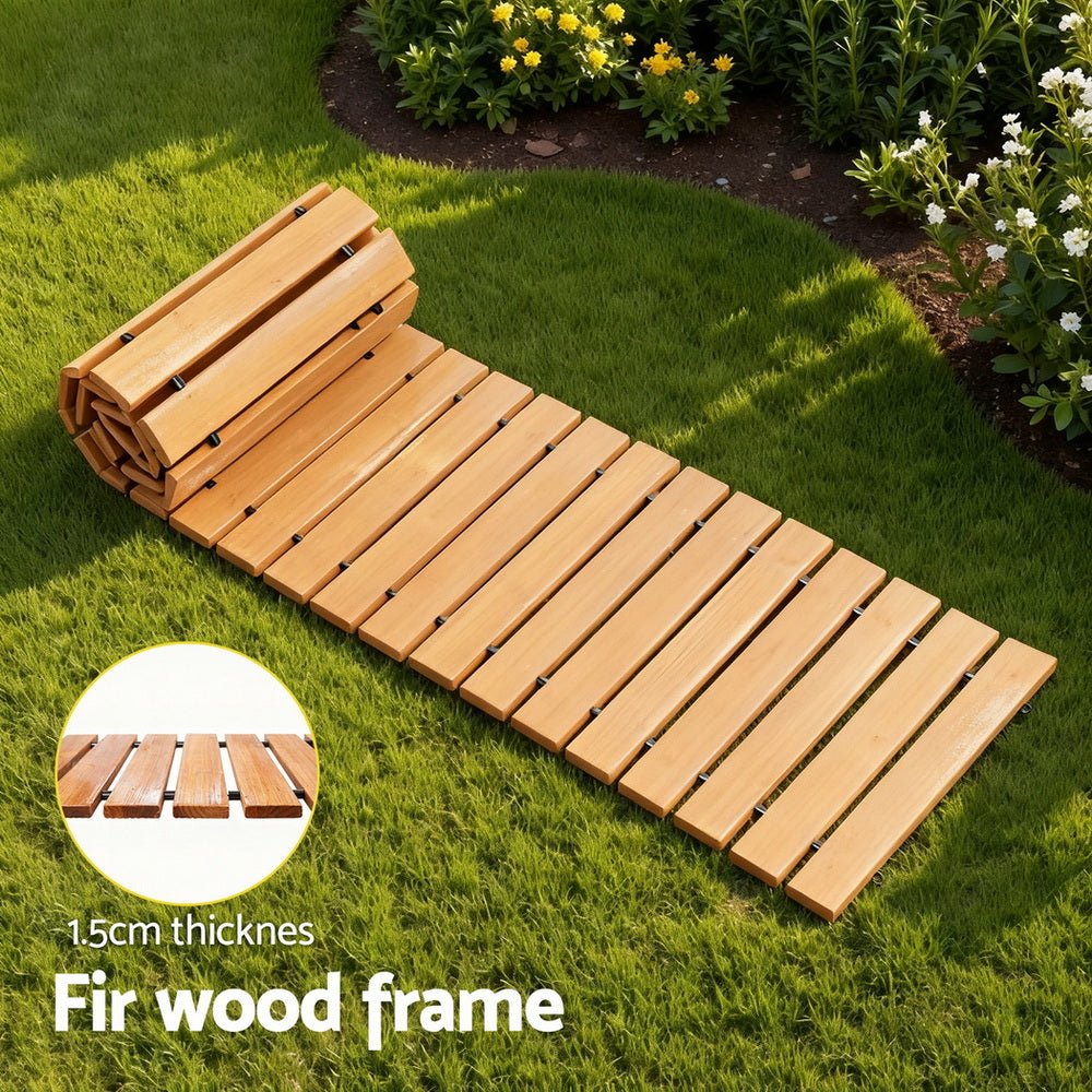 8FT Wooden Garden Pathway Roll - Out Straight Walkway Outdoor Backyard Brown - Home & Garden > Decor > Garden Ornaments - Rivercity House & Home Co. (ABN 18 642 972 209) - Affordable Modern Furniture Australia