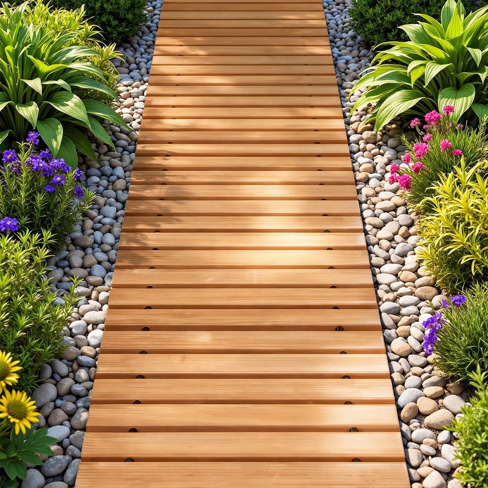 8FT Wooden Garden Pathway Roll - Out Straight Walkway Outdoor Backyard Brown - Home & Garden > Decor > Garden Ornaments - Rivercity House & Home Co. (ABN 18 642 972 209) - Affordable Modern Furniture Australia