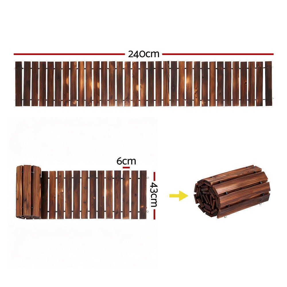 8FT Wooden Garden Pathway Roll - Out Straight Walkway Outdoor Backyard Charcoal Brown - Home & Garden > Decor > Garden Ornaments - Rivercity House & Home Co. (ABN 18 642 972 209) - Affordable Modern Furniture Australia