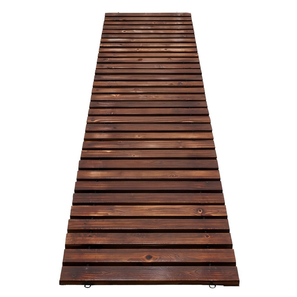 8FT Wooden Garden Pathway Roll - Out Straight Walkway Outdoor Backyard Charcoal Brown - Home & Garden > Decor > Garden Ornaments - Rivercity House & Home Co. (ABN 18 642 972 209) - Affordable Modern Furniture Australia