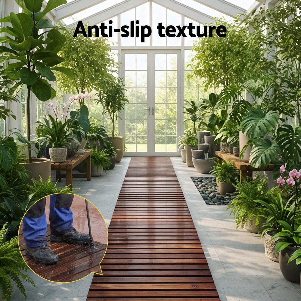 8FT Wooden Garden Pathway Roll - Out Straight Walkway Outdoor Backyard Charcoal Brown - Home & Garden > Decor > Garden Ornaments - Rivercity House & Home Co. (ABN 18 642 972 209) - Affordable Modern Furniture Australia