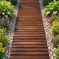 8FT Cedar Garden Pathway Roll-Out Walkway with Stakes - Charcoal Brown
