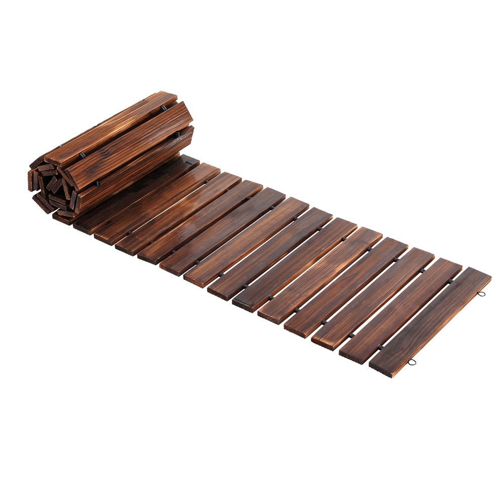 8FT Wooden Garden Pathway Roll - Out Straight Walkway Outdoor Backyard Charcoal Brown - Home & Garden > Decor > Garden Ornaments - Rivercity House & Home Co. (ABN 18 642 972 209) - Affordable Modern Furniture Australia