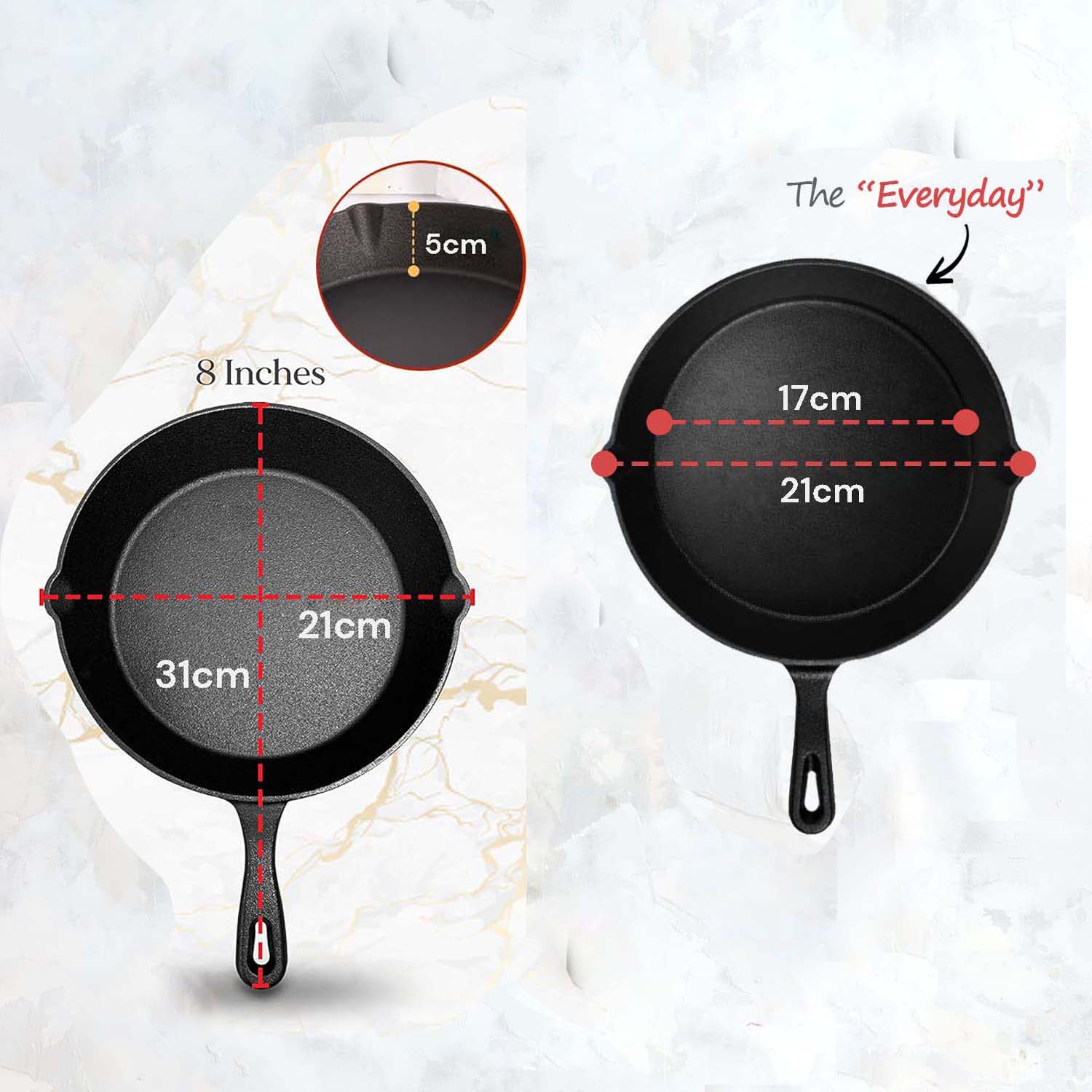 8inch 21cm Cast Iron Skillet Cookware Chef Quality Pre - Seasoned Pan Pans - Home & Garden > Kitchenware > Skillets & Frying Pans - Rivercity House & Home Co. (ABN 18 642 972 209) - Affordable Modern Furniture Australia