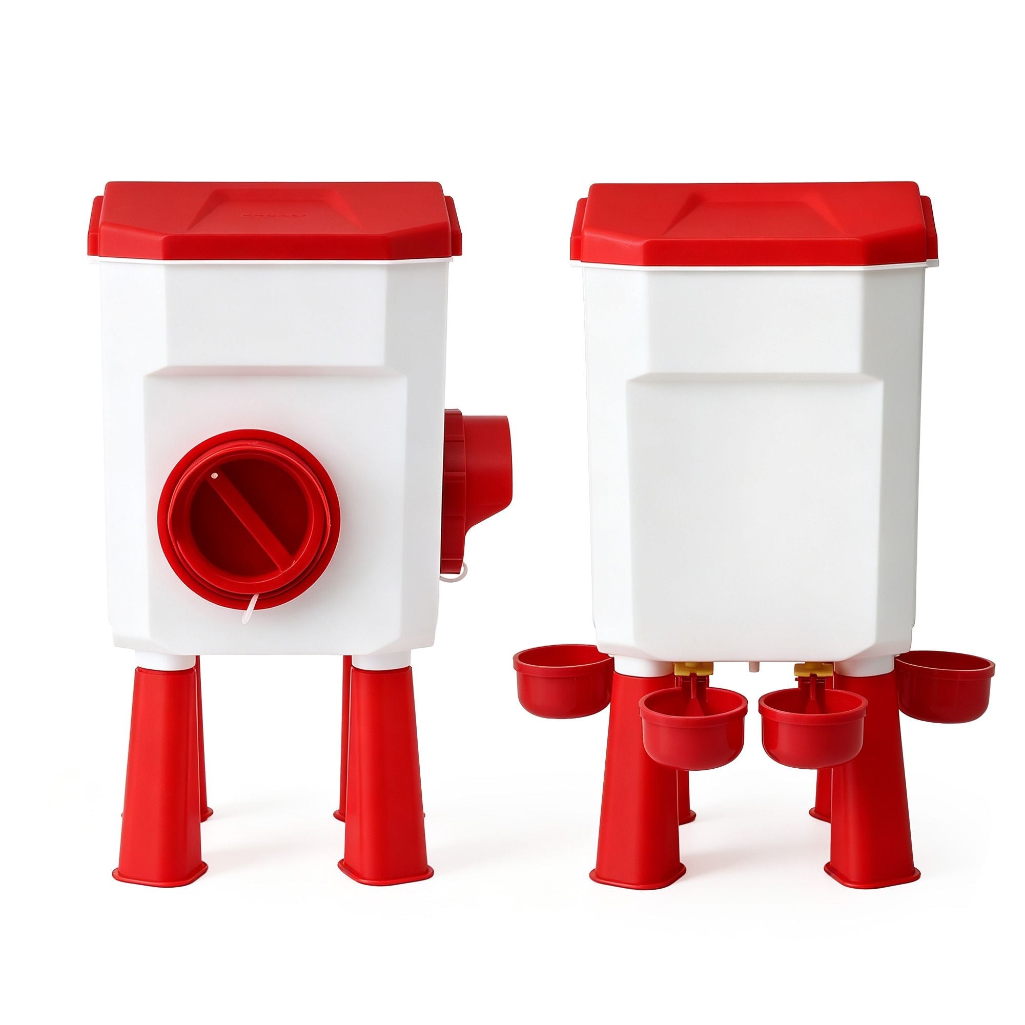 8kg Chicken Feeder and 7L Poultry Waterer Set - White and Red - Pet Care > Cat Supplies > Cat Bowls, Feeders & Waterers - Rivercity House & Home Co. (ABN 18 642 972 209) - Affordable Modern Furniture Australia