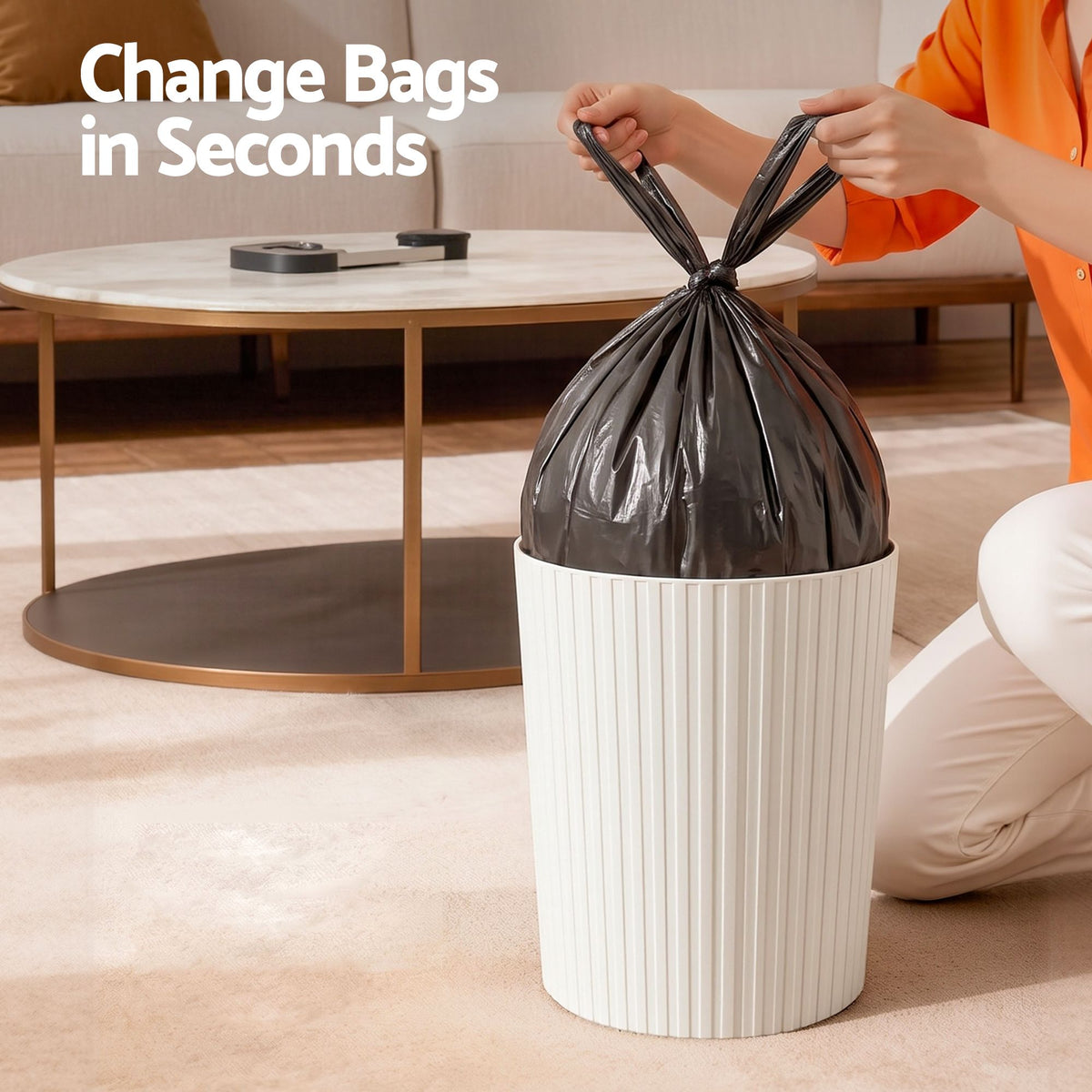 8L Open Top Rubbish Bin Waste Storage Dustbin - White - Home & Garden > Kitchen Bins > Automatic Bins - Rivercity House & Home Co. (ABN 18 642 972 209) - Affordable Modern Furniture Australia