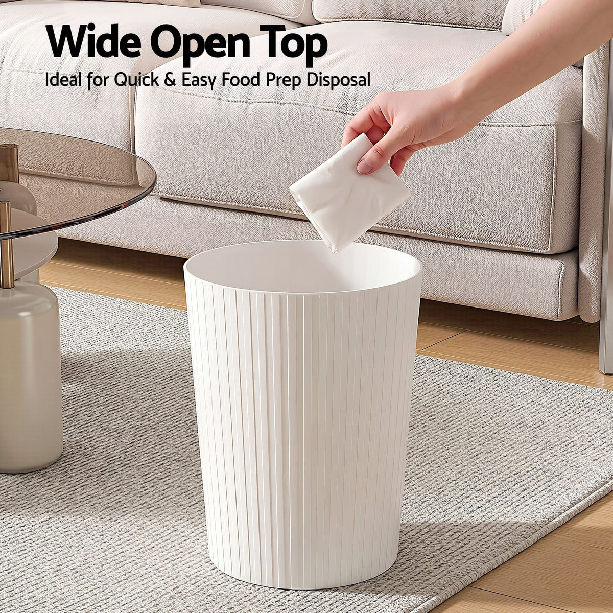 8L Open Top Rubbish Bin Waste Storage Dustbin - White - Home & Garden > Kitchen Bins > Automatic Bins - Rivercity House & Home Co. (ABN 18 642 972 209) - Affordable Modern Furniture Australia