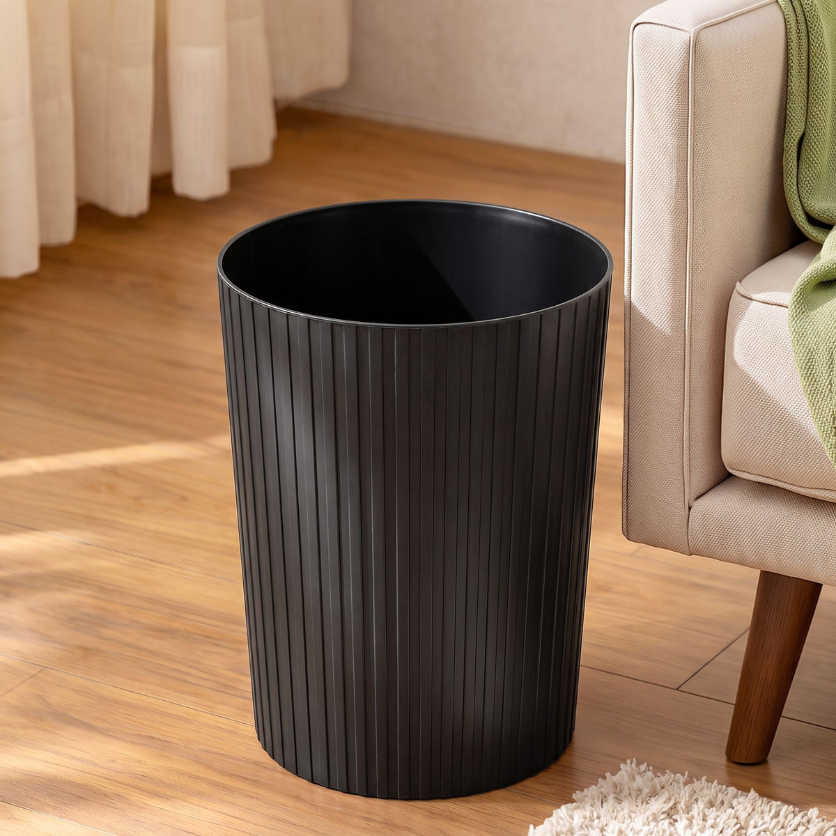 8L Open Top Rubbish Bin Waste Trash Can Storage Dustbin - Black - Home & Garden > Kitchen Bins > Automatic Bins - Rivercity House & Home Co. (ABN 18 642 972 209) - Affordable Modern Furniture Australia