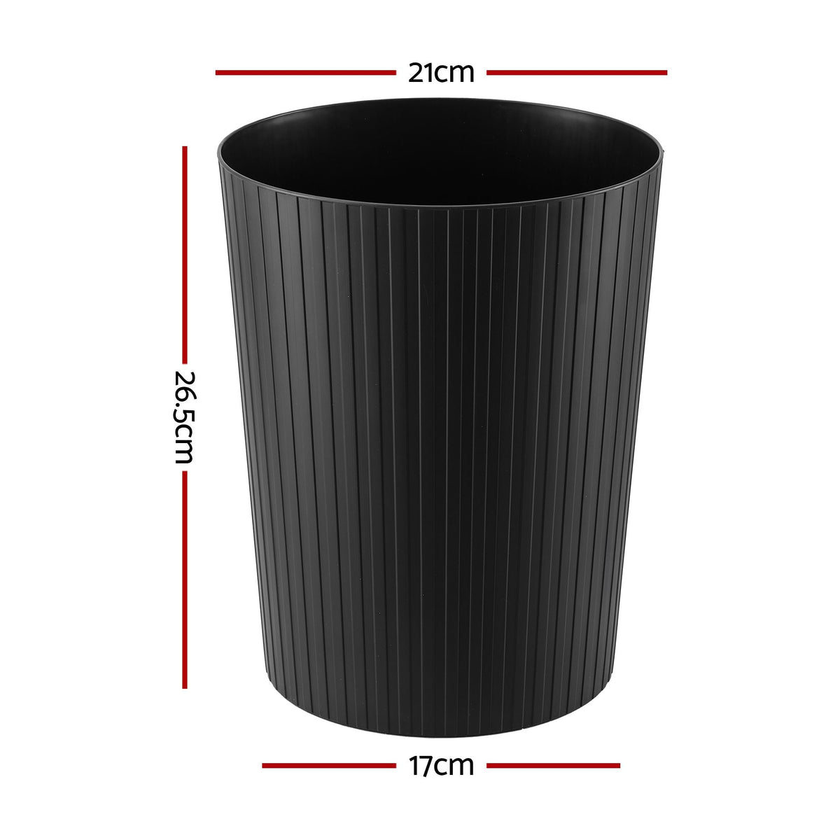 8L Open Top Rubbish Bin Waste Trash Can Storage Dustbin - Black - Home & Garden > Kitchen Bins > Automatic Bins - Rivercity House & Home Co. (ABN 18 642 972 209) - Affordable Modern Furniture Australia