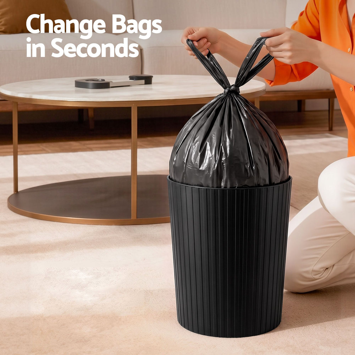 8L Open Top Rubbish Bin Waste Trash Can Storage Dustbin - Black - Home & Garden > Kitchen Bins > Automatic Bins - Rivercity House & Home Co. (ABN 18 642 972 209) - Affordable Modern Furniture Australia