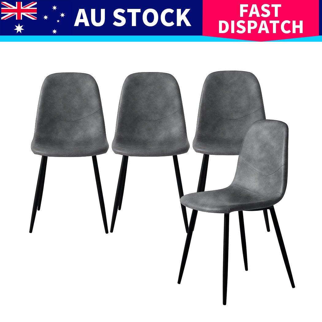 8x Eames Dining Chairs with Steel Frame and Foam Cushioning - Grey - Rivercity House & Home Co. (ABN 18 642 972 209) - Affordable Modern Furniture Australia