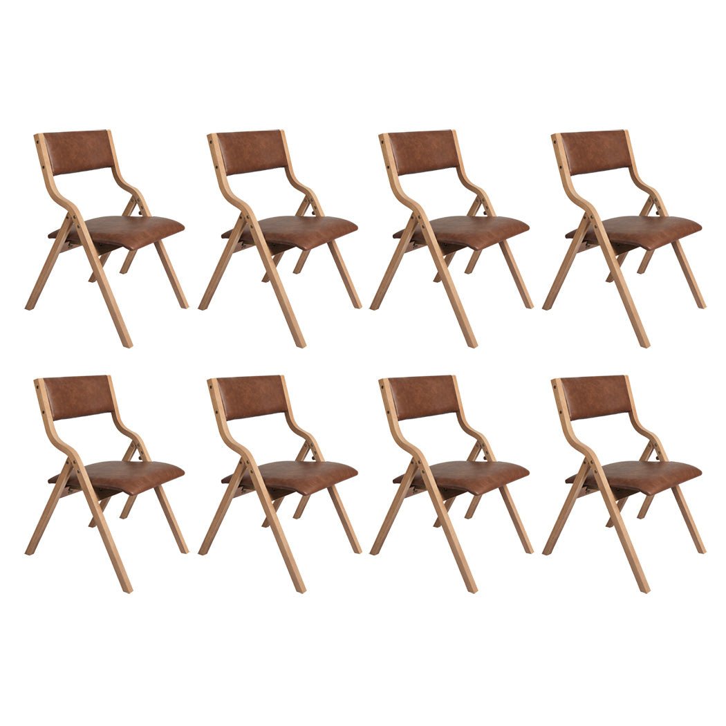 8x Foldable Dining Chairs with PU Leather Seat - Tan - Rivercity House & Home Co. (ABN 18 642 972 209) - Affordable Modern Furniture Australia