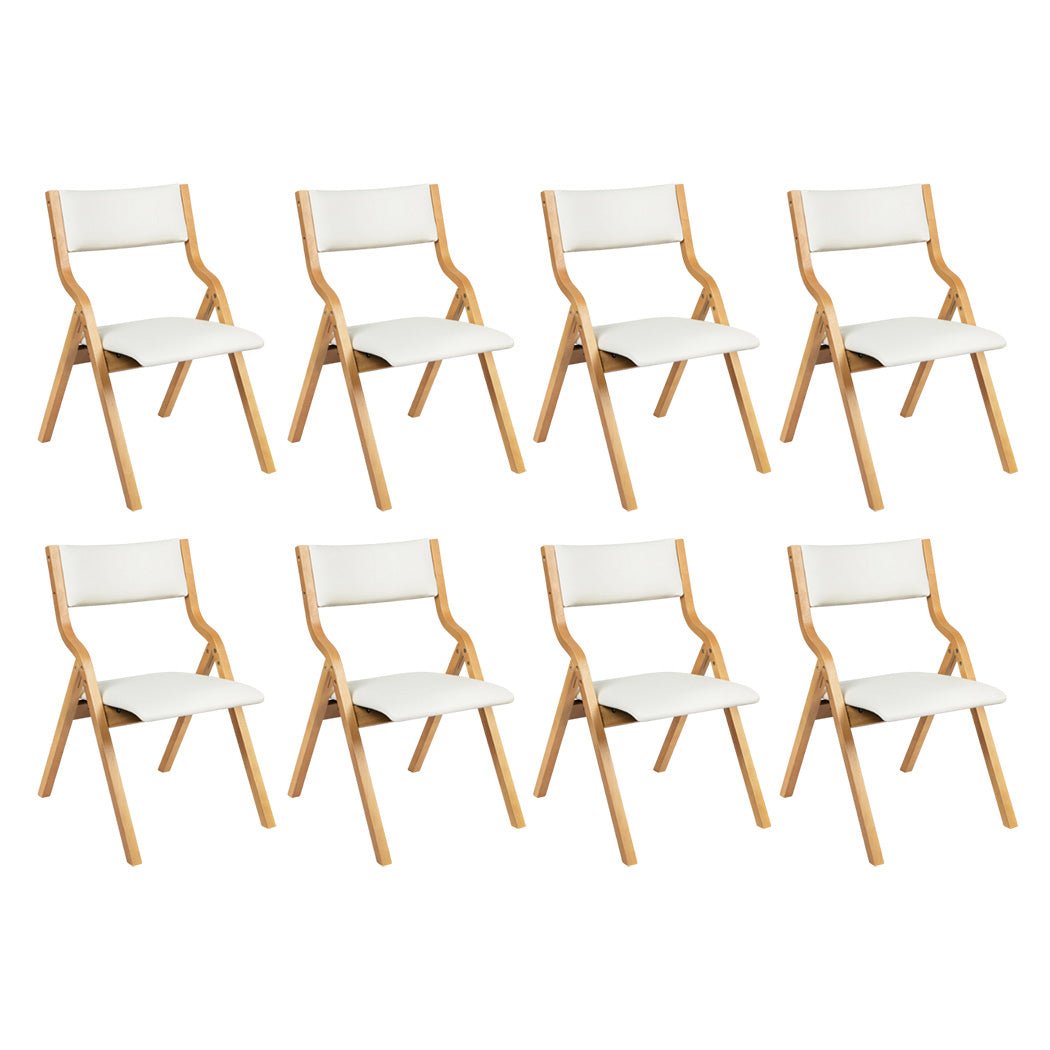 8x Foldable Dining Chairs with PU Seat - Beige - Rivercity House & Home Co. (ABN 18 642 972 209) - Affordable Modern Furniture Australia