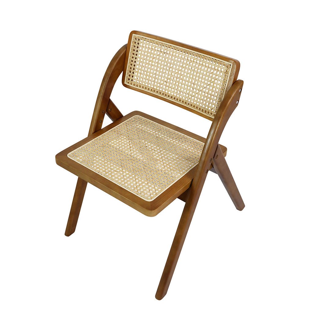 8X Foldable Rattan Dining Chairs with Rubber Wood Frame - Walnut - Rivercity House & Home Co. (ABN 18 642 972 209) - Affordable Modern Furniture Australia