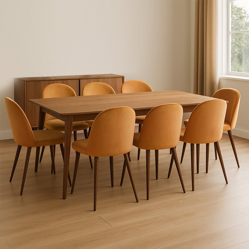 8x French Dining Chairs with Velvet Seat - Mustard - Rivercity House & Home Co. (ABN 18 642 972 209) - Affordable Modern Furniture Australia