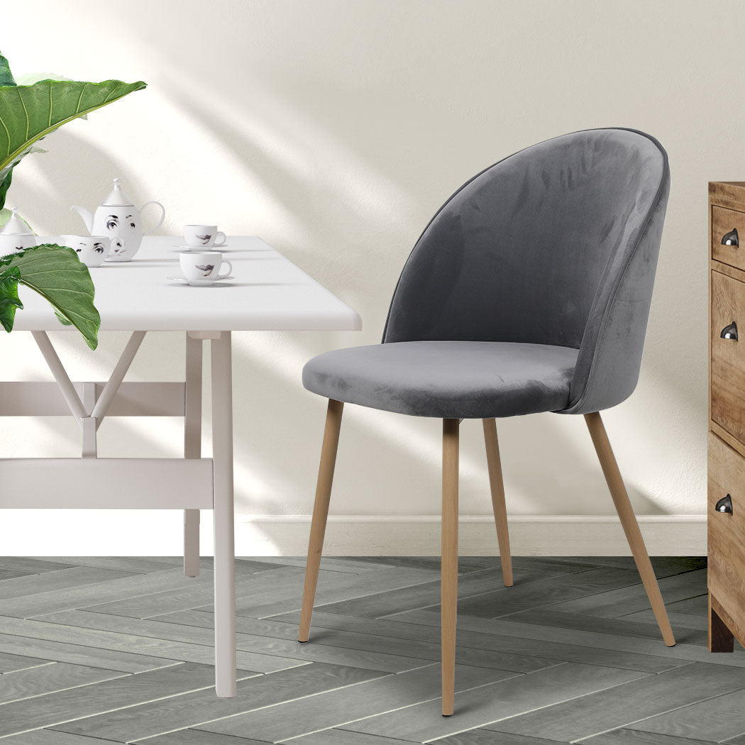 8x French Provincial Dining Chairs with Velvet Seat - Grey - Rivercity House & Home Co. (ABN 18 642 972 209) - Affordable Modern Furniture Australia
