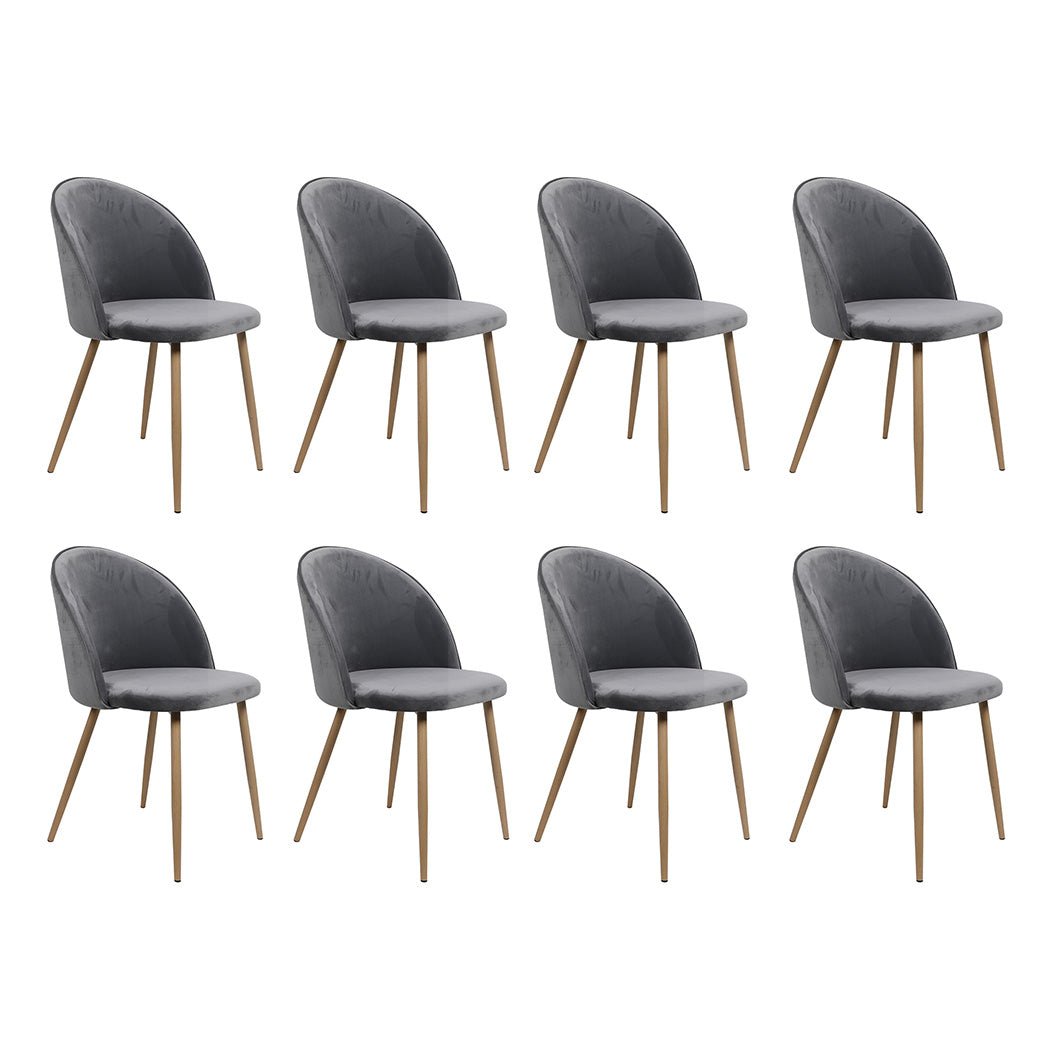 8x French Provincial Dining Chairs with Velvet Seat - Grey - Rivercity House & Home Co. (ABN 18 642 972 209) - Affordable Modern Furniture Australia