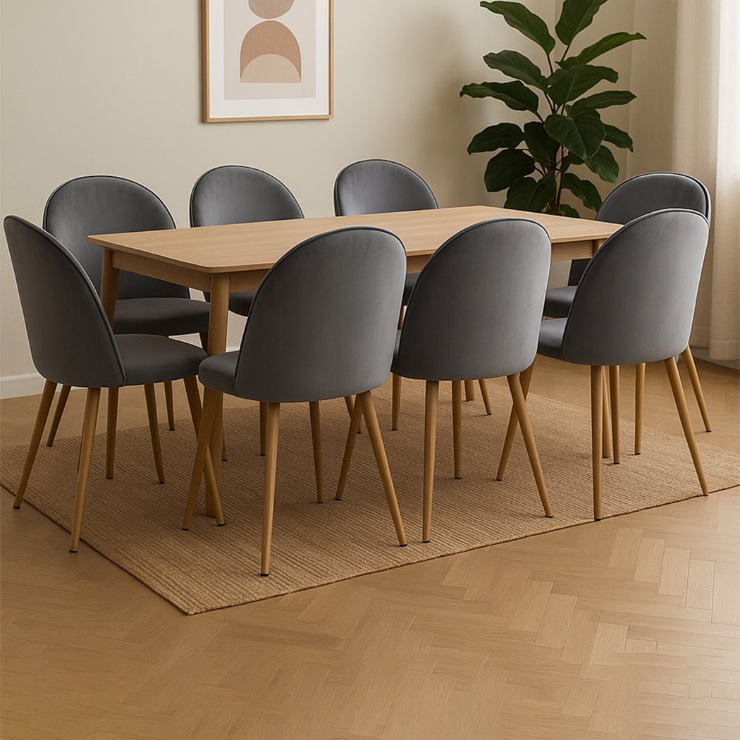 8x French Provincial Dining Chairs with Velvet Seat - Grey - Rivercity House & Home Co. (ABN 18 642 972 209) - Affordable Modern Furniture Australia