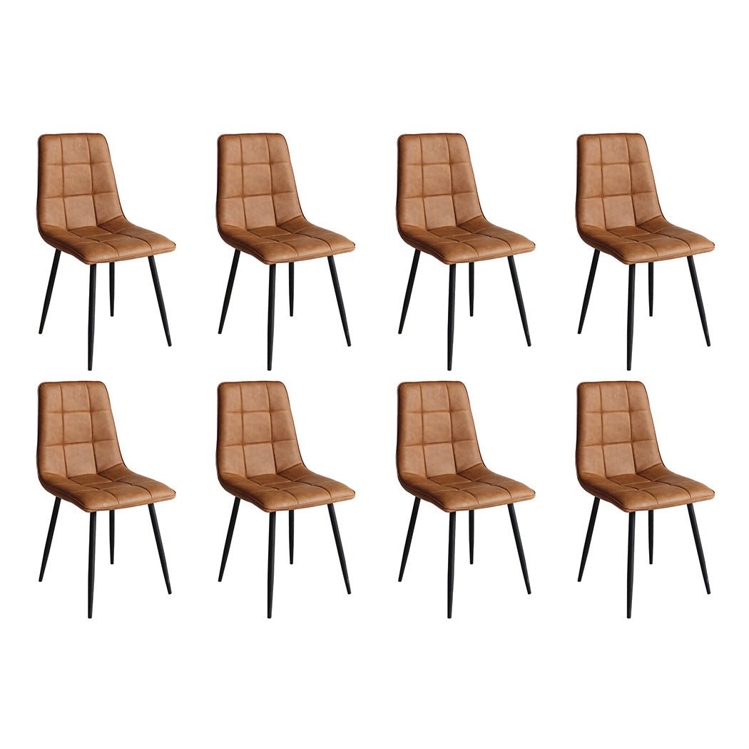 8x PU Leather Dining Chairs with Steel Legs - Brown - Rivercity House & Home Co. (ABN 18 642 972 209) - Affordable Modern Furniture Australia