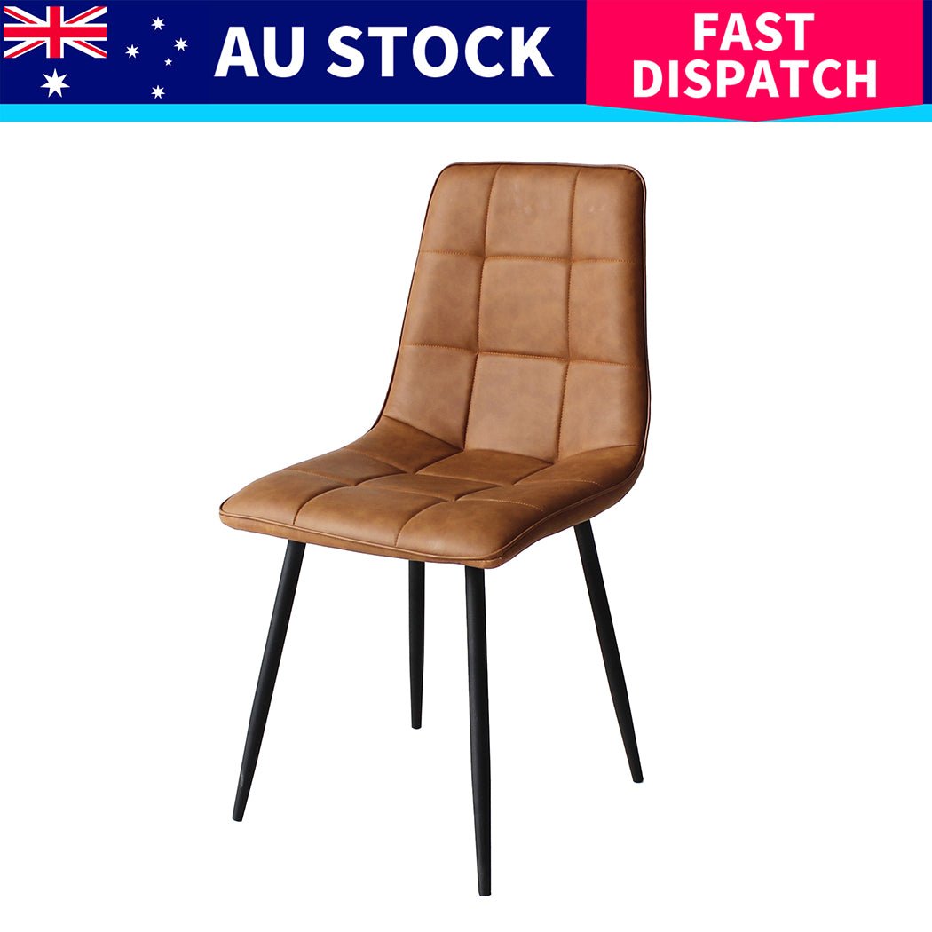 8x PU Leather Dining Chairs with Steel Legs - Brown - Rivercity House & Home Co. (ABN 18 642 972 209) - Affordable Modern Furniture Australia