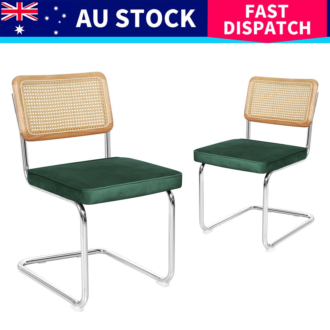 8x Replica Cesca Rattan Dining Chairs with Rubberwood Frame - Natural Green - Rivercity House & Home Co. (ABN 18 642 972 209) - Affordable Modern Furniture Australia