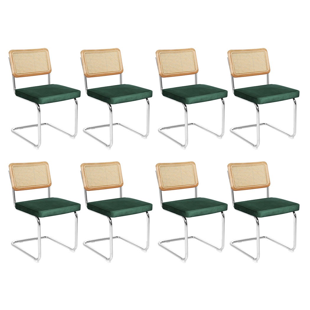 8x Replica Cesca Rattan Dining Chairs with Rubberwood Frame - Natural Green - Rivercity House & Home Co. (ABN 18 642 972 209) - Affordable Modern Furniture Australia