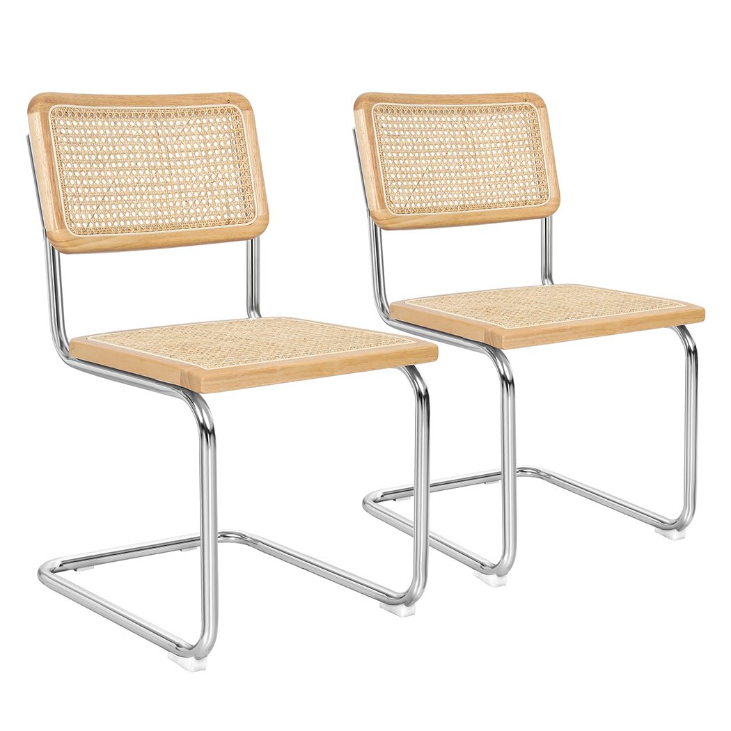 8x Replica Cesca Rattan Dining Chairs with Rubberwood Frame - Natural - Rivercity House & Home Co. (ABN 18 642 972 209) - Affordable Modern Furniture Australia