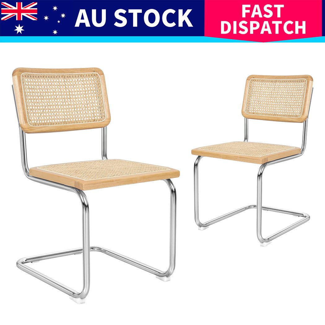 8x Replica Cesca Rattan Dining Chairs with Rubberwood Frame - Natural - Rivercity House & Home Co. (ABN 18 642 972 209) - Affordable Modern Furniture Australia