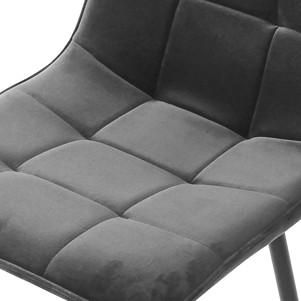 8x Velvet Dining Chairs with Steel Legs for Kitchen - Grey - Rivercity House & Home Co. (ABN 18 642 972 209) - Affordable Modern Furniture Australia